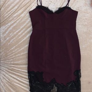 Purple & Black Lace Cocktail Dress with Cups